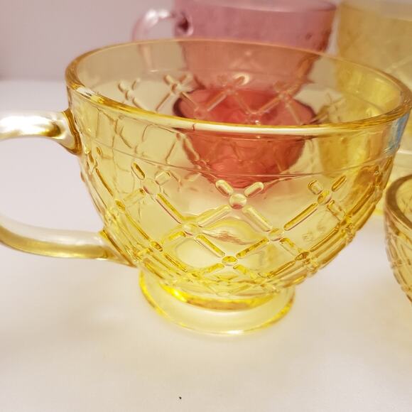 Lot of 4 decorative glass cups 12 oz and 4 small bowls 3 oz multi colored - Picture 3 of 11